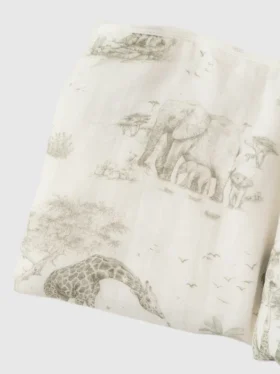 Gilded Bird Safari Toile-babytæppe i bambus