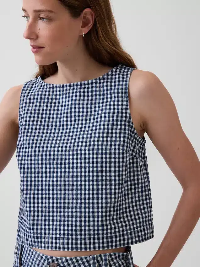 Gingham-denim-tanktop