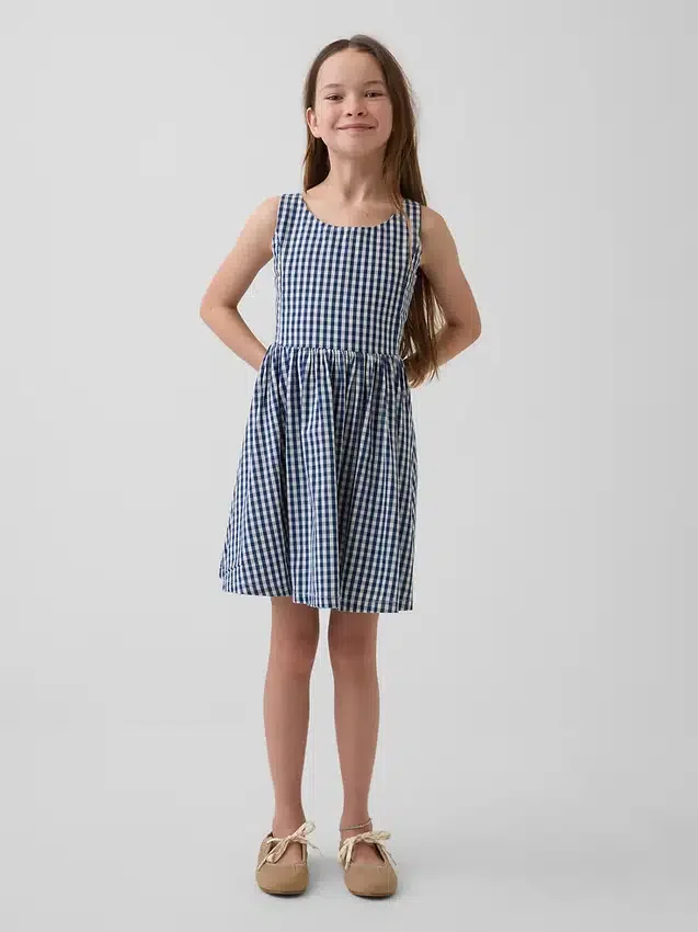 Gingham-denimkjole til barn