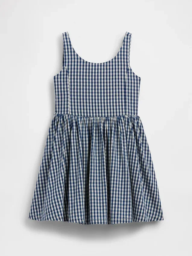 Gingham-denimkjole til barn