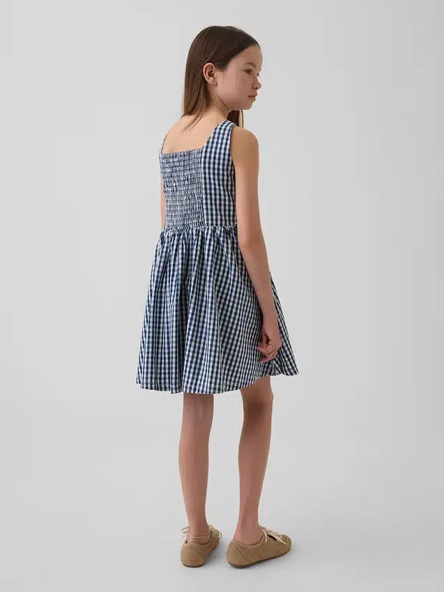 Gingham-denimkjole til barn