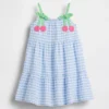 Gingham-kjole med kirsebærmønster for Baby og Småbarn