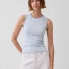 Gingham-mønstret tank-top i pointelle-strikk