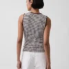 Gingham-mønstret tank-top i pointelle-strikk