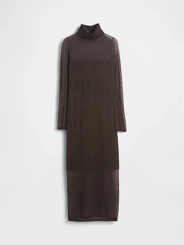Gjennomsiktig maxikjole med turtleneck-genser