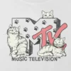 Grafisk, boksformet, kort T-skjorte for barn med MTV-katter