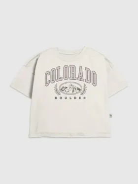 Grafisk T-skjorte for barn med «Colorado Varsity»-motiv