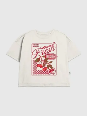 Grafisk T-skjorte for barn med «Farm Fresh Cherries»-motiv