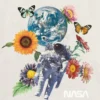 Grafisk T-skjorte for barn med NASA-romfartsmotiv og blomster