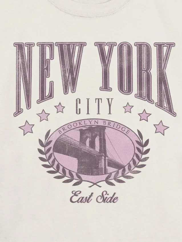 Grafisk T-skjorte for barn med New York College-motiv