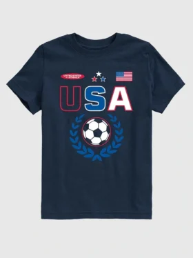 Grafisk T-skjorte for barn med USA-fotballtrøye-motiv