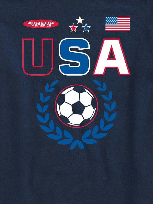 Grafisk T-skjorte for barn med USA-fotballtrøye-motiv