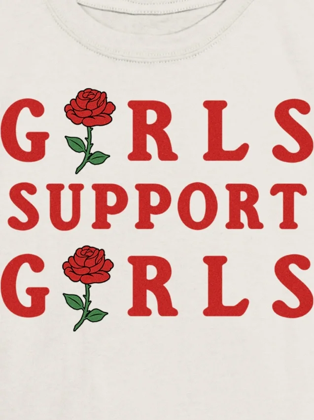 Grafisk T-skjorte for jenter med «Support Girls»-motiv