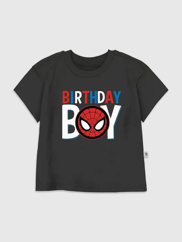 Grafisk T-skjorte for småbarn med «Spider-Man Birthday Boy»-motiv