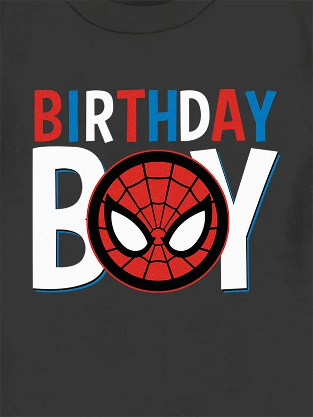 Grafisk T-skjorte for småbarn med «Spider-Man Birthday Boy»-motiv