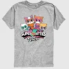 Grafisk T-skjorte med kort erme og «Super Kitties»-logo for småbarn