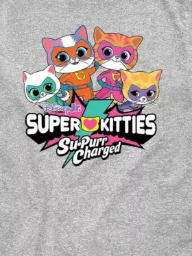 Grafisk T-skjorte med kort erme og «Super Kitties»-logo for småbarn