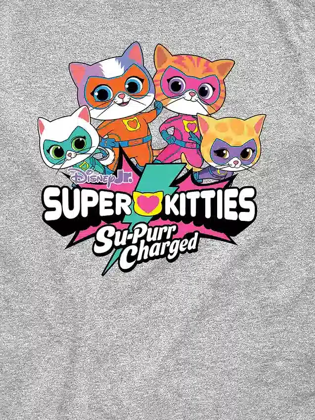 Grafisk T-skjorte med kort erme og «Super Kitties»-logo for småbarn