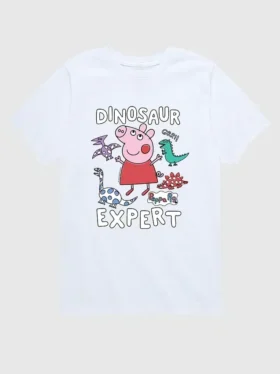 Grafisk T-skjorte med korte ermer for småbarn: «Peppa Pig Dinosaur Expert»