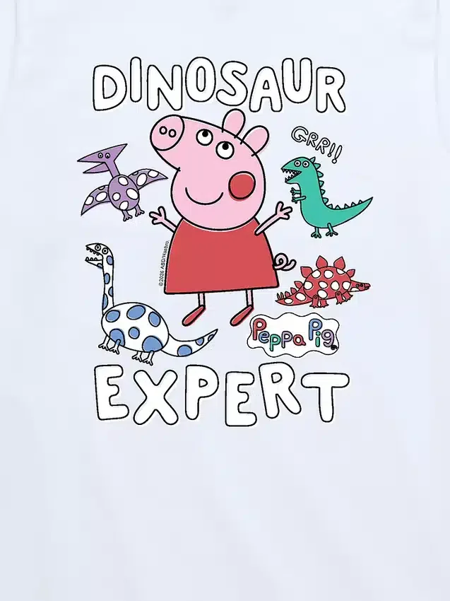 Grafisk T-skjorte med korte ermer for småbarn: «Peppa Pig Dinosaur Expert»