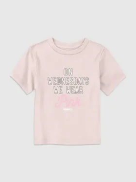 Grafisk T-skjorte med «Toddler Mean Jenter – On Wednesdays We Wear Pink»