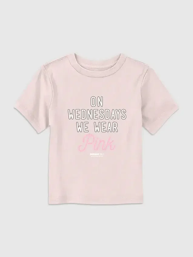 Grafisk T-skjorte med «Toddler Mean Jenter – On Wednesdays We Wear Pink»