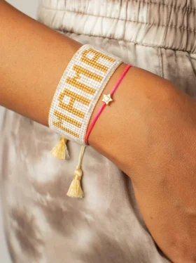 Hart hvitt og gull Mama-armbånd