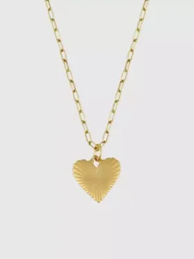 Hart Small Ribbed Heart of Gold-halskjede