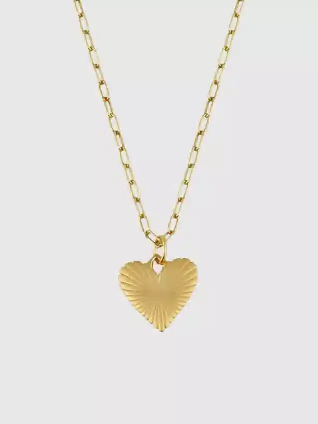 Hart Small Ribbed Heart of Gold-halskjede