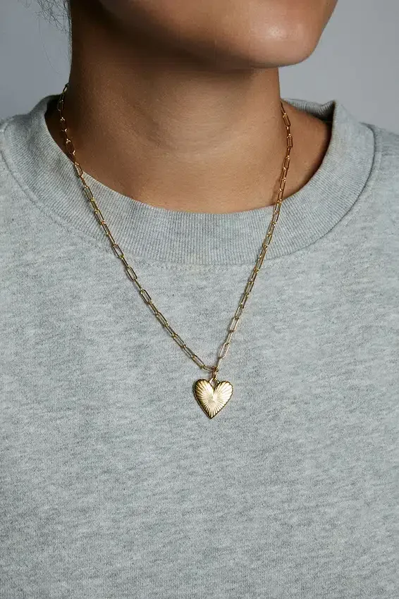 Hart Small Ribbed Heart of Gold-halskjede
