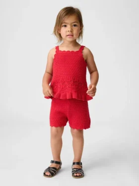 Heklede shorts med bølget kant for Baby og Småbarn