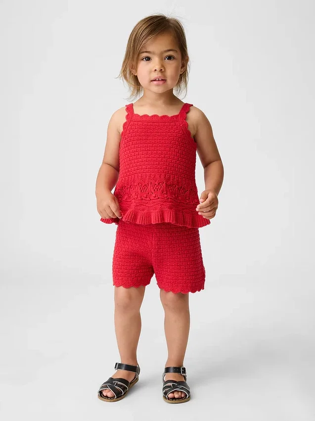 Heklede shorts med bølget kant for Baby og Småbarn