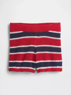 Heklede, stripete shorts for barn