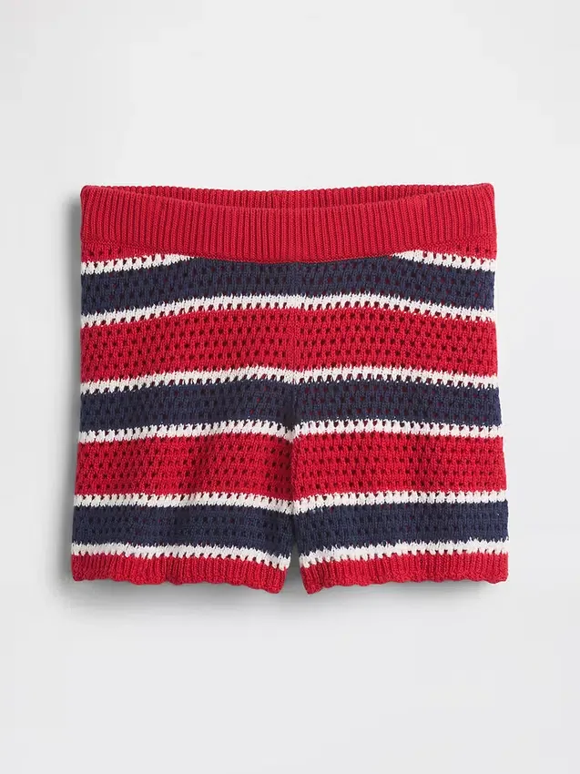 Heklede, stripete shorts for barn