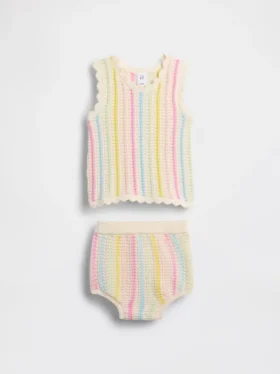 Heklet stripet tank-set til baby