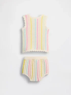 Heklet stripet tank-set til baby