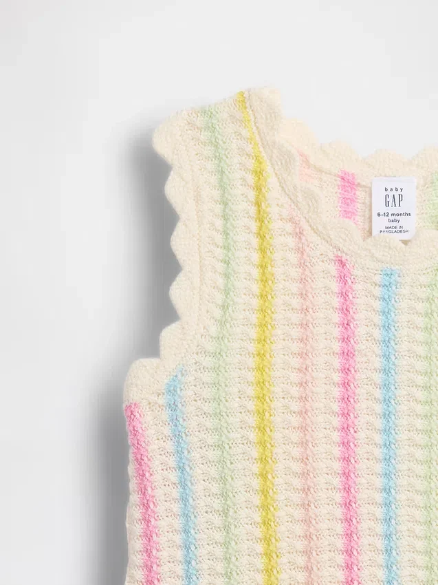 Heklet stripet tank-set til baby