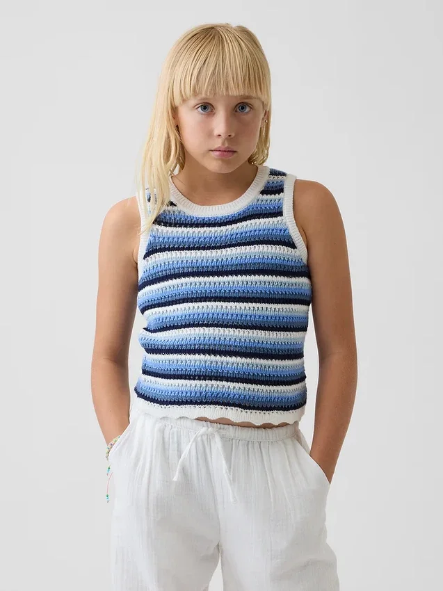Heklet stripet tank-top for barn