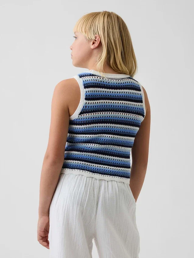 Heklet stripet tank-top for barn