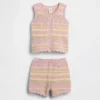 Heklet stripet vest-sett til baby
