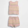 Heklet stripet vest-sett til baby