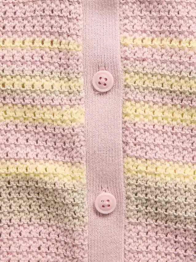 Heklet stripet vest-sett til baby