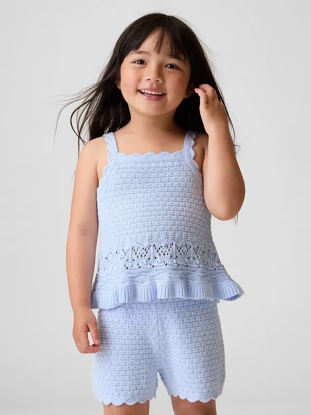 Heklet tank-top med bølget kant for Baby og Småbarn