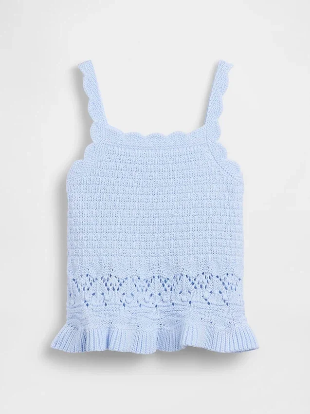 Heklet tank-top med bølget kant for Baby og Småbarn