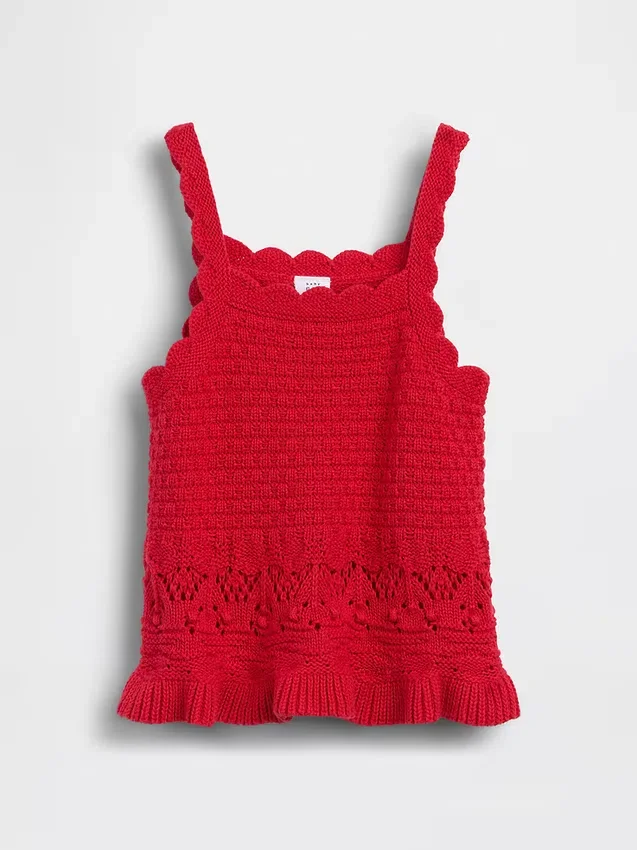 Heklet tank-top med bølget kant for Baby og Småbarn