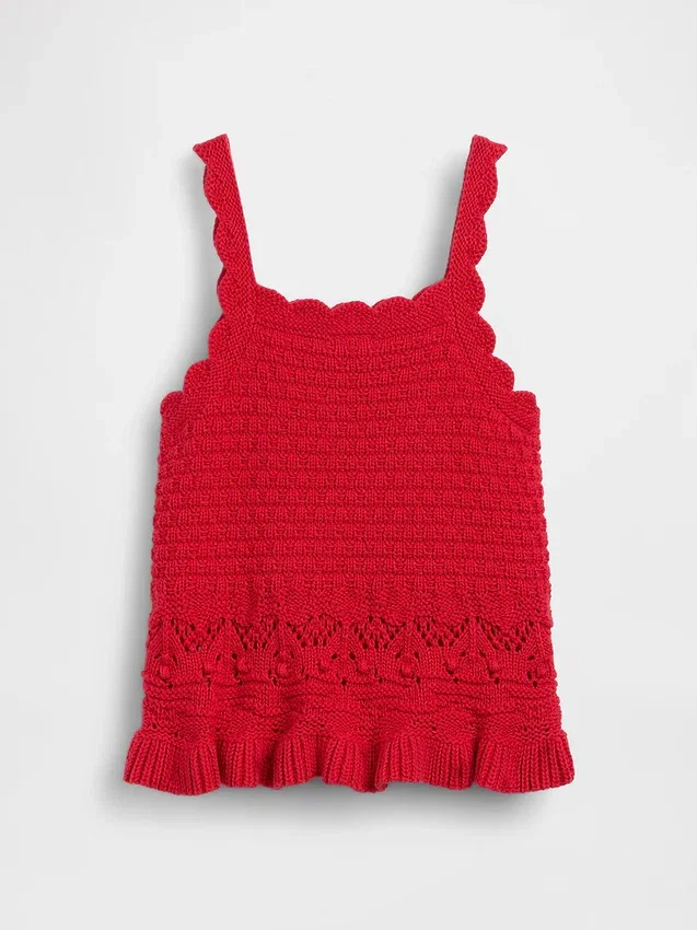 Heklet tank-top med bølget kant for Baby og Småbarn