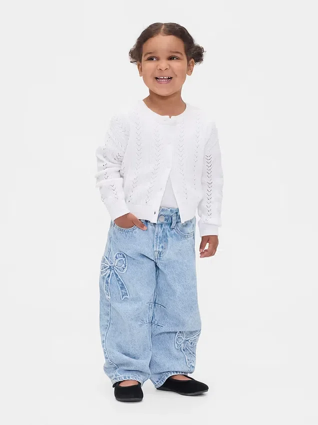 Hestesko-Jeans med sløyfe for Baby og Småbarn