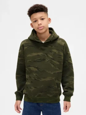 Hettegenser for barn i avslappet camo-stil