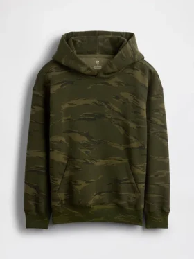 Hettegenser for barn i avslappet camo-stil