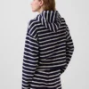 Hettegenser i frotté med oversized striper og glidelås